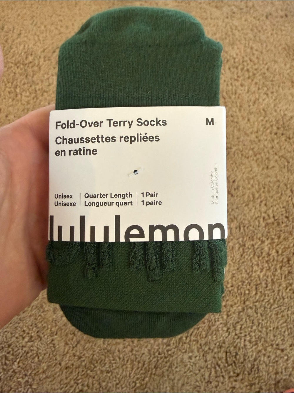 Fold-Over Terry Socks - Forest Green